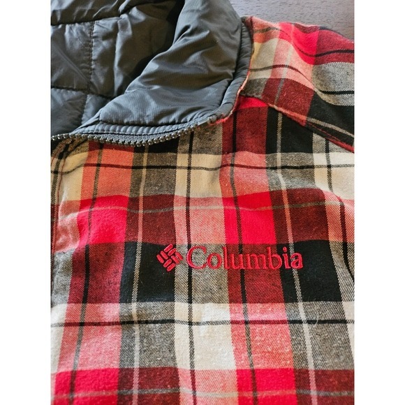 Columbia Flannel Lined Reversible‎ Jacket Men's XL Full Zip Quilted Logo Black - Picture 3 of 9